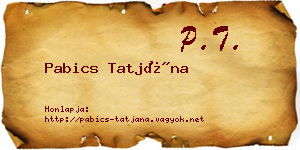Pabics Tatjána névjegykártya